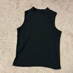 Derek Heart Black Mock Neck Ribbed Tank Top